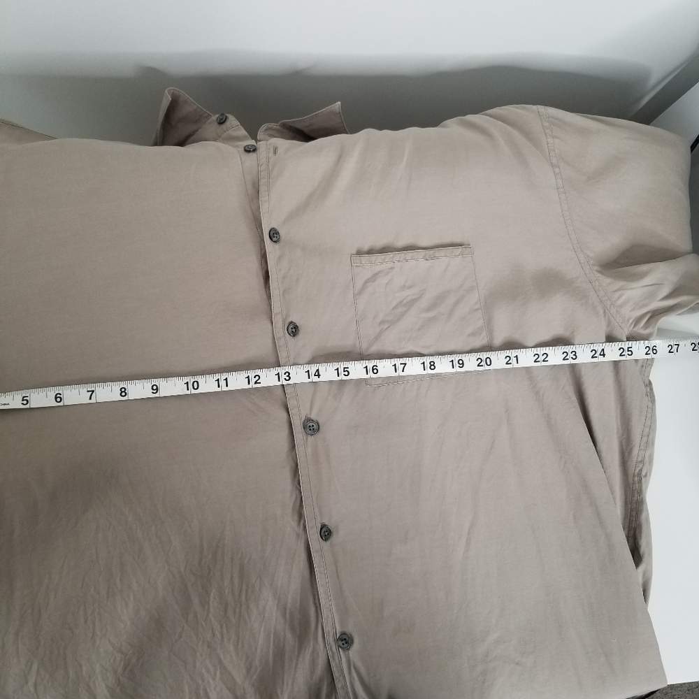 Perry Ellis Silk Blend Long Sleeve Button Down Tan/Beige Shirt Size XL - Picture 10 of 10